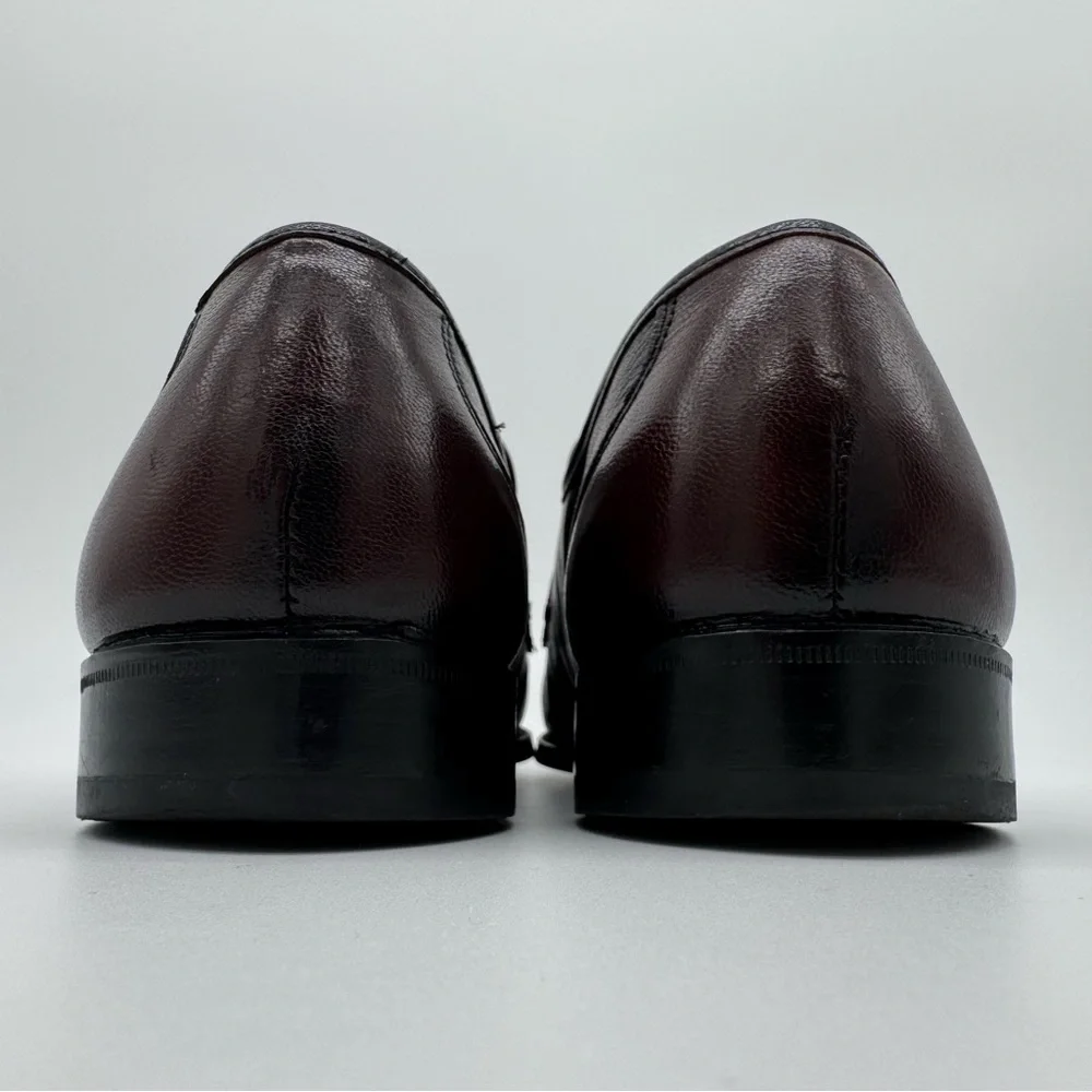 Florsheim Como Black Cherry Leather Moc Toe Strap Loafer Size 9 D